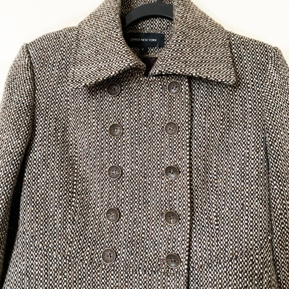 Jones New York Wool Tweed Long Overcoat - Picture 2 of 7